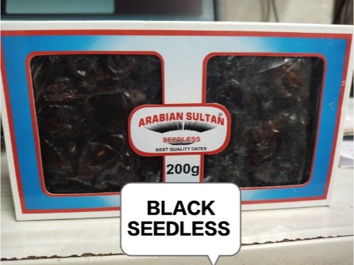 KHAJUR BLACK [SEEDLESS] 200 GM.
